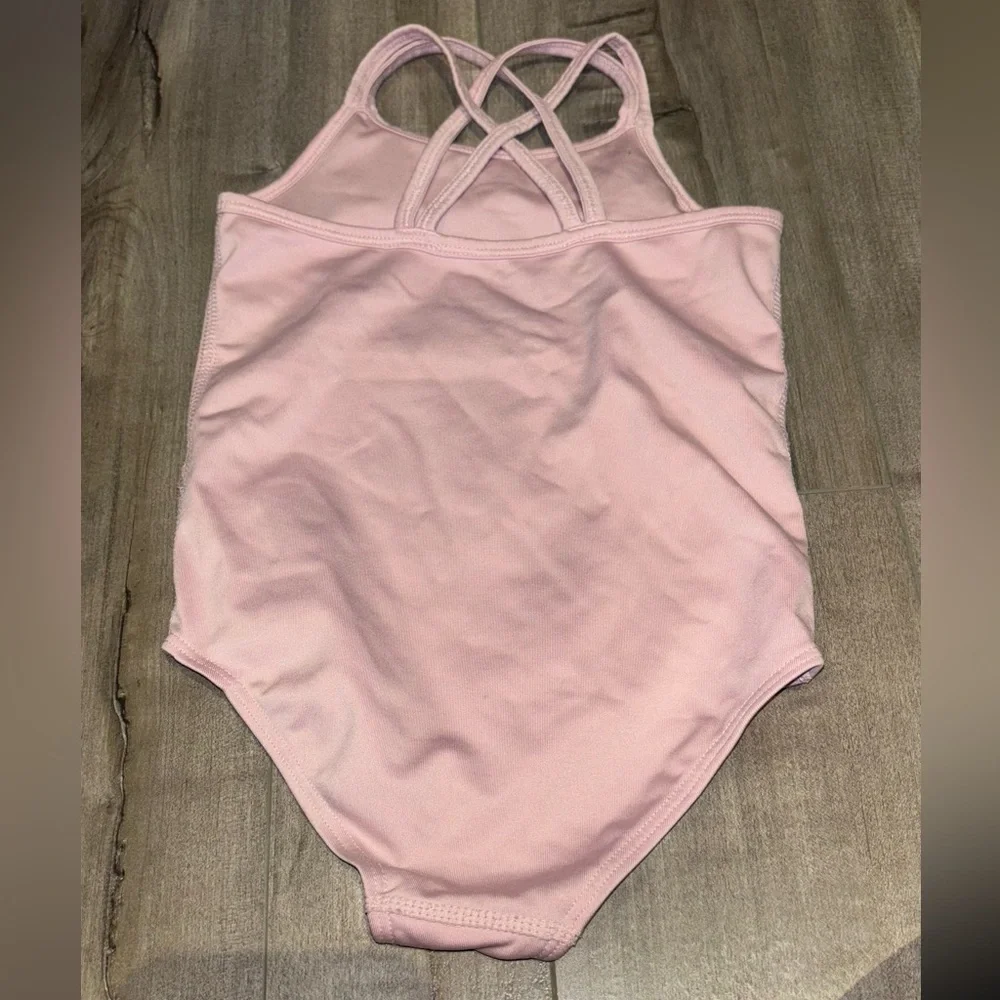 Kids Blush Pink Unitard Bodysuit with Criss Cross Back - Picture 5 of 5